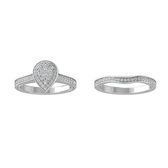 ARAIYA FINE JEWELRY 10K White Gold Round Cluster Diamond Engagement Ring (1/2 cttw, I-J Color, I2-I3 Clarity), Size 6.5