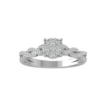 ARAIYA FINE JEWELRY 10K White Gold Round Cluster Diamond Engagement Ring (1/2 cttw, I-J Color, I2-I3 Clarity), Size 7.5