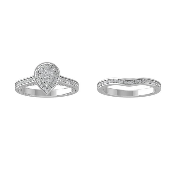 ARAIYA FINE JEWELRY 10K White Gold Round Cluster Diamond Engagement Ring (1/2 cttw, I-J Color, I2-I3 Clarity), Size 8