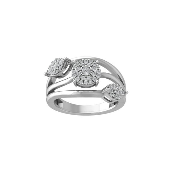 ARAIYA FINE JEWELRY 10K White Gold Round Cluster Diamond Engagement Ring (1/2 cttw, I-J Color, I2-I3 Clarity), Size 8