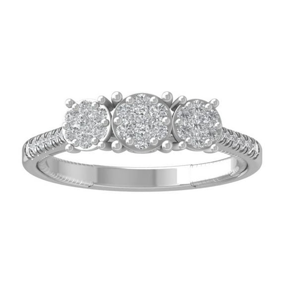 ARAIYA FINE JEWELRY 10K White Gold Round Cluster Diamond Engagement Ring (1/2 cttw, I2-I3 Clarity, I-J Color) Size 8.5