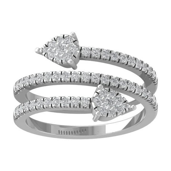 ARAIYA FINE JEWELRY 10K White Gold Round Cluster Diamond Engagement Ring (1/2 cttw, I2-I3 Clarity, I-J Color) Size 9