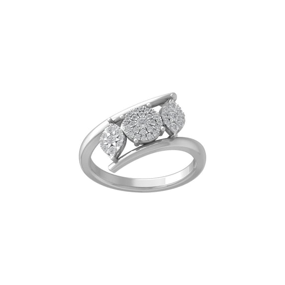 ARAIYA FINE JEWELRY 10K White Gold Round Cluster Diamond Engagement Ring (1/3 cttw, I-J Color, I2-I3 Clarity), Size 9