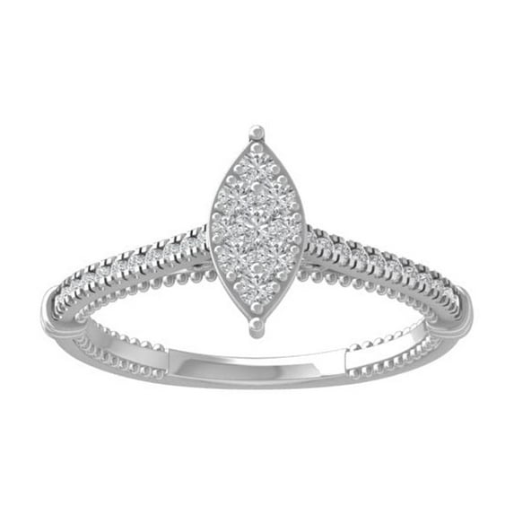 ARAIYA FINE JEWELRY 10K White Gold Round Cluster Diamond Engagement Ring (1/3 cttw, I2-I3 Clarity, I-J Color) Size 6.5