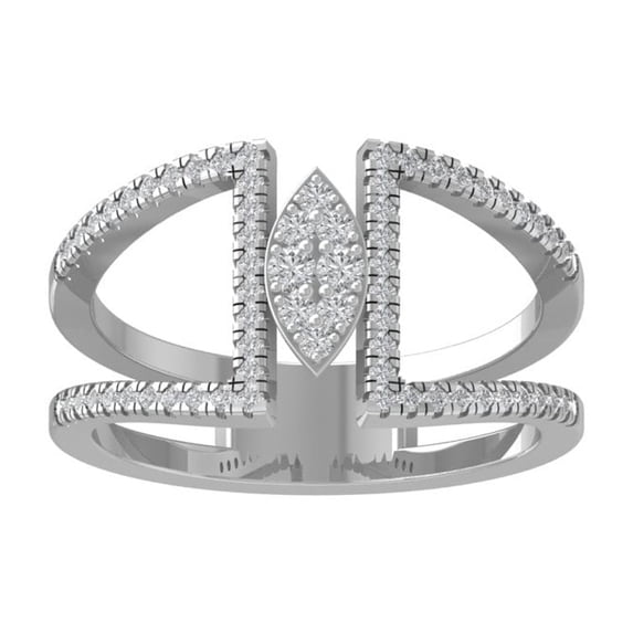 ARAIYA FINE JEWELRY 10K White Gold Round Cluster Diamond Engagement Ring (1/3 cttw, I2-I3 Clarity, I-J Color) Size 8