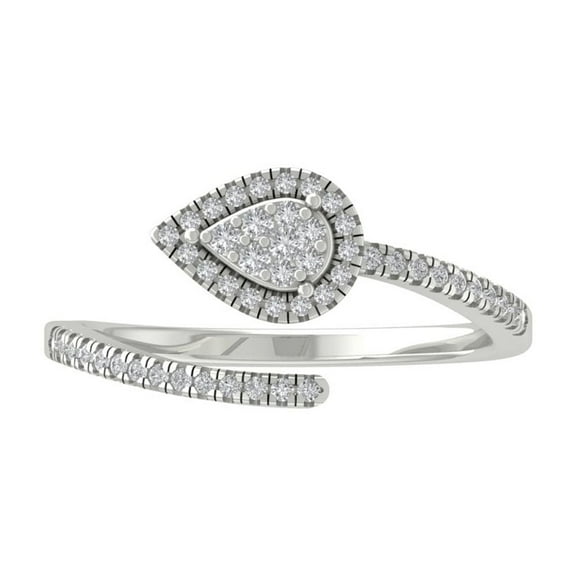 ARAIYA FINE JEWELRY 10K White Gold Round Cluster Diamond Engagement Ring (1/4 cttw, I2-I3 Clarity, I-J Color) Size 5.5