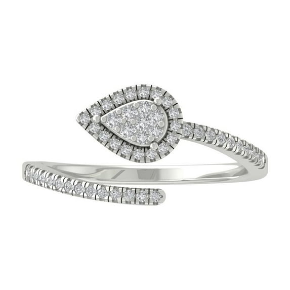 ARAIYA FINE JEWELRY 10K White Gold Round Cluster Diamond Engagement Ring (1/4 cttw, I2-I3 Clarity, I-J Color) Size 5