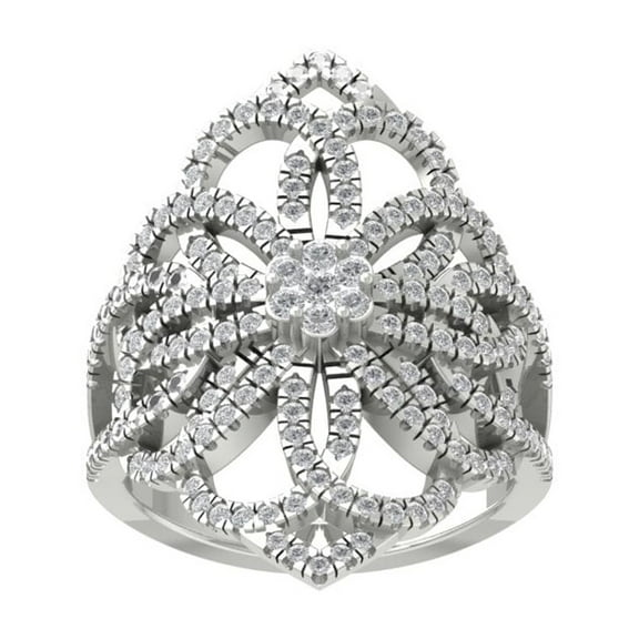 ARAIYA FINE JEWELRY 10K White Gold Round-shape Diamond Composite Ring (1 cttw, I2-I3 Clarity, I-J Color) Size 6