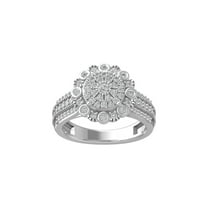 ARAIYA FINE JEWELRY 10K White Gold Round Cluster Diamond Engagement Ring (3/4 cttw, I-J Color, I2-I3 Clarity), Size 5