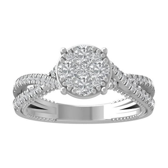 ARAIYA FINE JEWELRY 10K White Gold Round-shape Diamond Composite Ring (3/4 cttw, I2-I3 Clarity, I-J Color) Size 5
