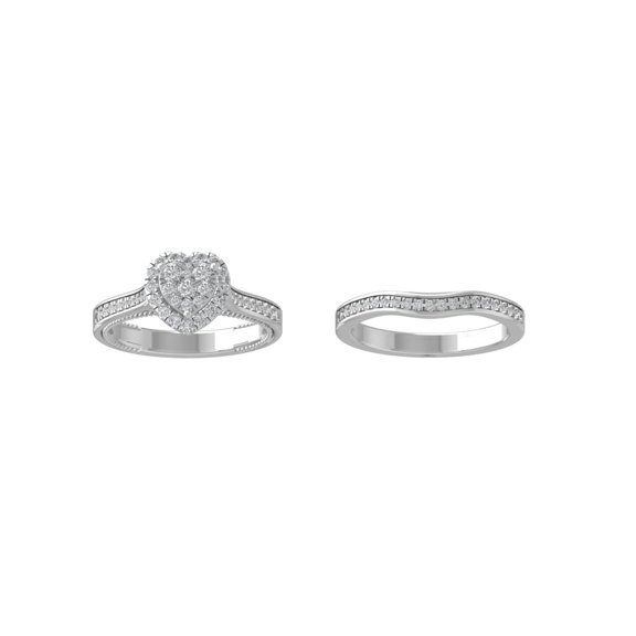 ARAIYA FINE JEWELRY 10K White Gold Round Cluster Diamond Engagement Ring (5/8 cttw, I-J Color, I2-I3 Clarity), Size 5.5