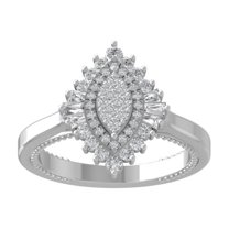 ARAIYA FINE JEWELRY 10K White Gold Round Cluster Diamond Engagement Ring (5/8 cttw, I2-I3 Clarity, I-J Color) Size 5