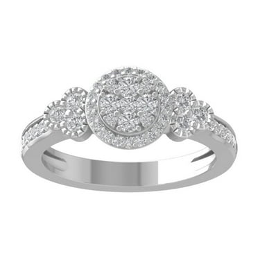 ARAIYA FINE JEWELRY 10K White Gold Round Cluster Diamond Engagement Ring (5/8 cttw, I2-I3 Clarity, I-J Color) Size 8