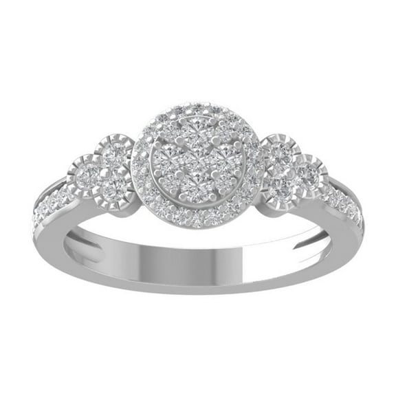 ARAIYA FINE JEWELRY 10K White Gold Round Cluster Diamond Engagement Ring (5/8 cttw, I2-I3 Clarity, I-J Color) Size 8