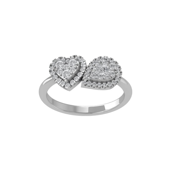 ARAIYA FINE JEWELRY 10K White Gold Round Cluster Diamond Heart Ring (1/2 cttw, I-J Color, I2-I3 Clarity), Size 8.5