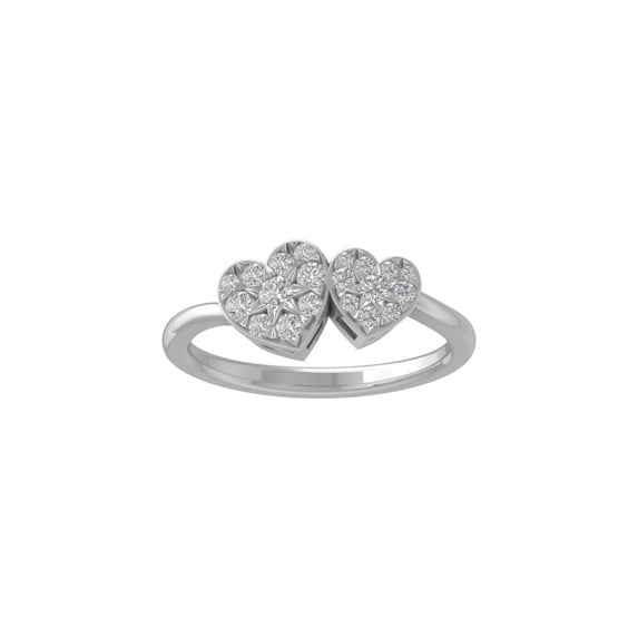 ARAIYA FINE JEWELRY 10K White Gold Round Cluster Diamond Heart Ring (3/8 cttw, I-J Color, I2-I3 Clarity), Size 8