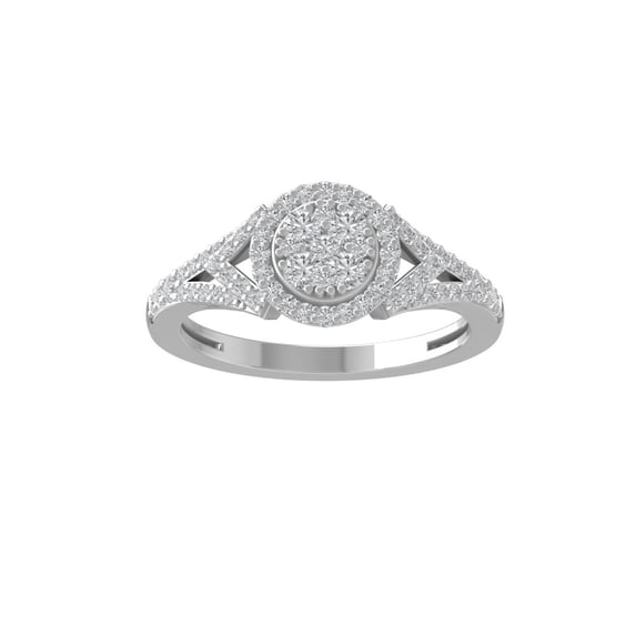 ARAIYA FINE JEWELRY 10K White Gold Round Cluster Lab Grown Diamond Engagement Ring (1/2 cttw, VS Clarity, D-F Color) Size 5.5