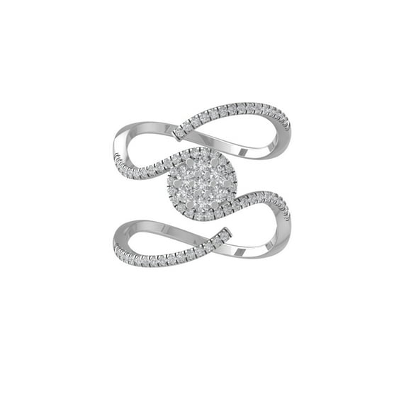 ARAIYA FINE JEWELRY 10K White Gold Round Cluster Lab Grown Diamond Engagement Ring (1/2 cttw, VS Clarity, D-F Color) Size 5.5