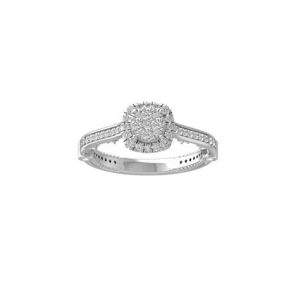 ARAIYA FINE JEWELRY 10K White Gold Round Cluster Lab Grown Diamond Engagement Ring (1/2 cttw, VS Clarity, D-F Color) Size 5