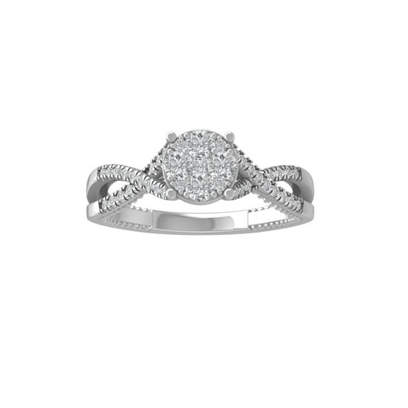 ARAIYA FINE JEWELRY 10K White Gold Round Cluster Lab Grown Diamond Engagement Ring (1/2 cttw, VS Clarity, D-F Color) Size 7.5