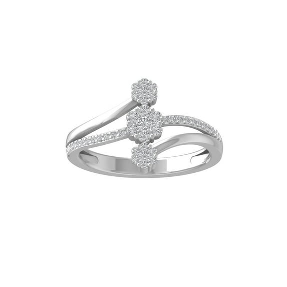 ARAIYA FINE JEWELRY 10K White Gold Round Cluster Lab Grown Diamond Engagement Ring (1/3 cttw, VS Clarity, D-F Color) Size 10