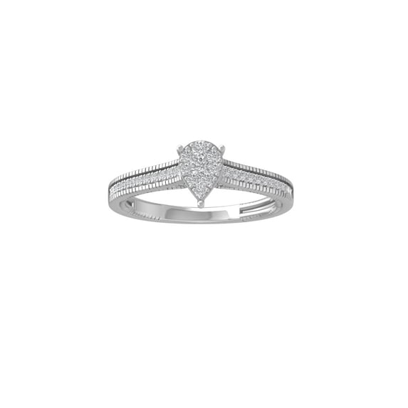 ARAIYA FINE JEWELRY 10K White Gold Round Cluster Lab Grown Diamond Engagement Ring (1/3 cttw, VS Clarity, D-F Color) Size 5.5