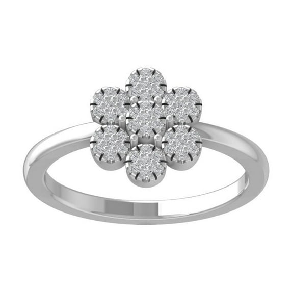 ARAIYA FINE JEWELRY 10K White Gold Round Cluster Lab Grown Diamond Engagement Ring (1/5 cttw, VS Clarity, D-F Color) Size 5.5