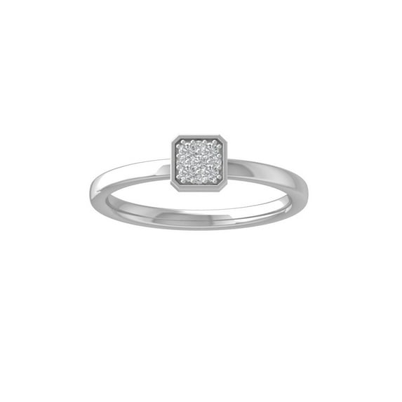 ARAIYA FINE JEWELRY 10K White Gold Round Cluster Lab Grown Diamond Engagement Ring (1/8 cttw, VS Clarity, D-F Color) Size 5.5