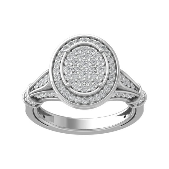 ARAIYA FINE JEWELRY 10K White Gold Round Cluster Lab Grown Diamond Engagement Ring (1 cttw, VS Clarity, D-F Color) Size 8.5