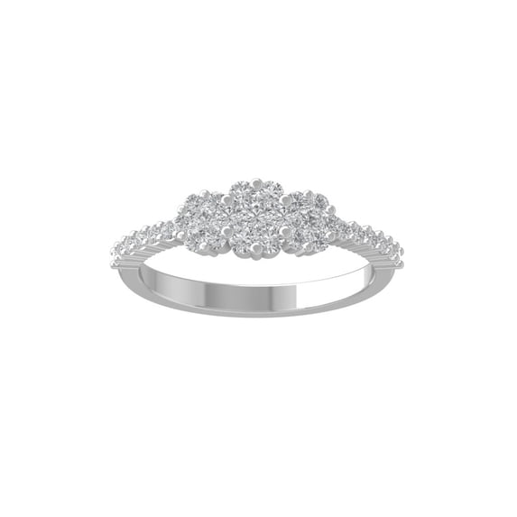 ARAIYA FINE JEWELRY 10K White Gold Round Cluster Lab Grown Diamond Engagement Ring (5/8 cttw, VS Clarity, D-F Color) Size 7