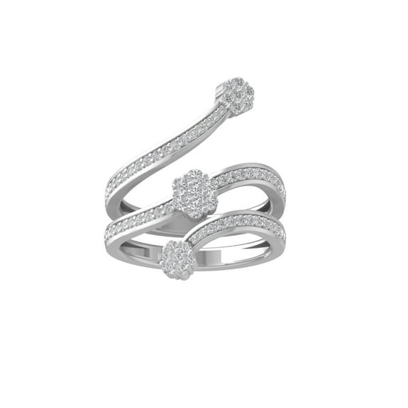 ARAIYA FINE JEWELRY 10K White Gold Round Cluster Lab Grown Diamond Engagement Ring (5/8 cttw, VS Clarity, D-F Color) Size 9.5