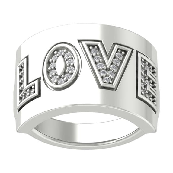 ARAIYA FINE JEWELRY 10K White Gold Round Diamond Band Ring (1/5 cttw, I2-I3 Clarity, I-J Color) Size 5.5