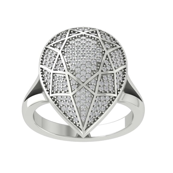 ARAIYA FINE JEWELRY 10K White Gold Round Diamond Band Ring (3/8 cttw, I2-I3 Clarity, I-J Color) Size 7.5