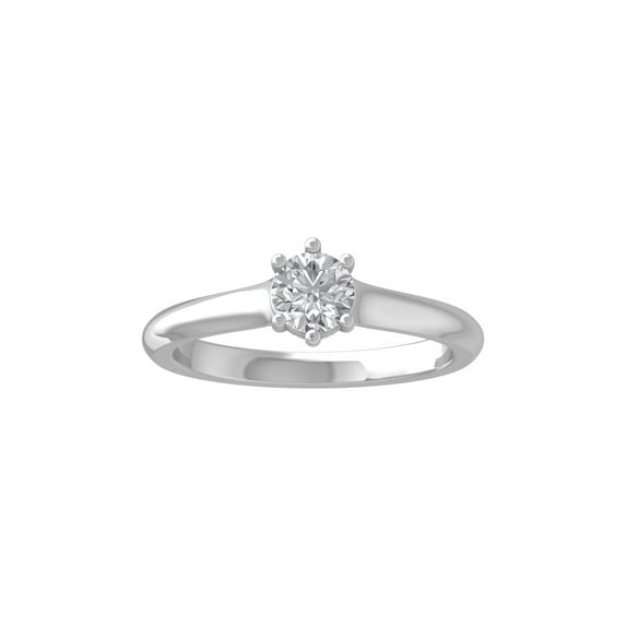 ARAIYA FINE JEWELRY 10K White Gold Round Diamond Engagement Ring (1/2 cttw, I-J Color, I2-I3 Clarity), Size 7