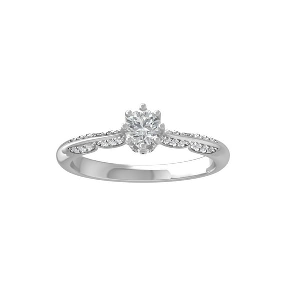 ARAIYA FINE JEWELRY 10K White Gold Round Diamond Engagement Ring (1/2 cttw, I-J Color, I2-I3 Clarity), Size 8