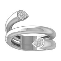 ARAIYA FINE JEWELRY 10K White Gold Round Diamond Fashion Band Ring (1/10 cttw, I2-I3 Clarity, I-J Color) Size 6.5