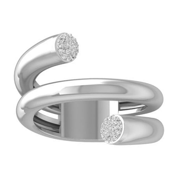 ARAIYA FINE JEWELRY 10K White Gold Round Diamond Fashion Band Ring (1/10 cttw, I2-I3 Clarity, I-J Color) Size 6