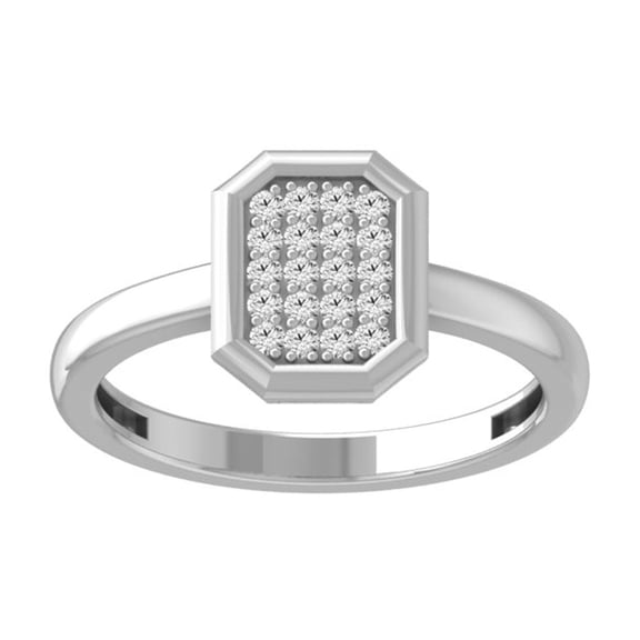 ARAIYA FINE JEWELRY 10K White Gold Round Diamond Fashion Band Ring (1/6 cttw, I2-I3 Clarity, I-J Color) Size 8