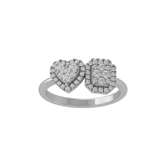 ARAIYA FINE JEWELRY 10K White Gold Round Diamond Heart Ring (1/2 cttw, I-J Color, I2-I3 Clarity), Size 5