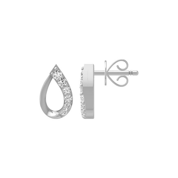 ARAIYA FINE JEWELRY 10K White Gold Round Diamond Pear Stud Earrings (1/10 cttw, I2-I3 Clarity, I-J Color)