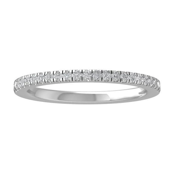 ARAIYA FINE JEWELRY 10K White Gold Round Diamond Wedding Band Ring (1/4 cttw, I2-I3 Clarity, I-J Color) Size 5.5