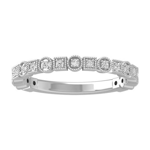 ARAIYA FINE JEWELRY 10K White Gold Round Diamond Wedding Band Ring (1/6 cttw, I2-I3 Clarity, I-J Color) Size 5