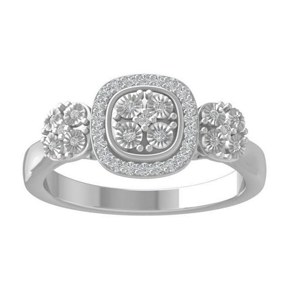 ARAIYA FINE JEWELRY 10K White Gold Round Diamond Wedding Band Ring (1/6 cttw, I2-I3 Clarity, I-J Color) Size 6