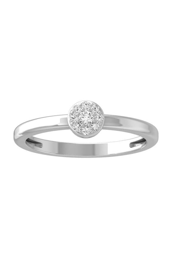 FINE JEWELRY 10K White Gold Round Lab Grown Diamond Cluster Engagement Ring (1/10 cttw, VS1 Clarity, D-F Color) Size 7.5