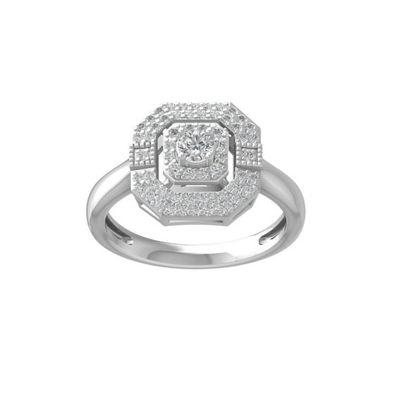 ARAIYA FINE JEWELRY 10K White Gold Round Lab Grown Diamond Engagement Ring (1/2 cttw, VS Clarity, D-F Color) Size 7
