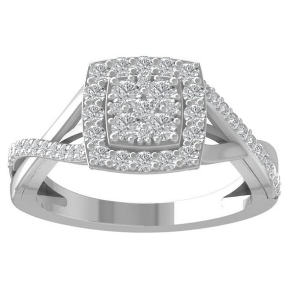 ARAIYA FINE JEWELRY 10K White Gold Round Lab Grown Diamond Engagement Ring (5/8 cttw, VS Clarity, D-E Color) Size 9.5