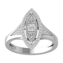 ARAIYA FINE JEWELRY 10K White Gold Round Lab Grown Diamond Marquise Shape Band Ring (1/4 cttw, VS Clarity, D-E Color) Size 7