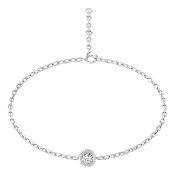 ARAIYA FINE JEWELRY 10K White Gold Round Lab Grown Diamond Solitaire Stone Chain Bracelets (1/5 cttw, D-F Color, VS1 Clarity) 7"