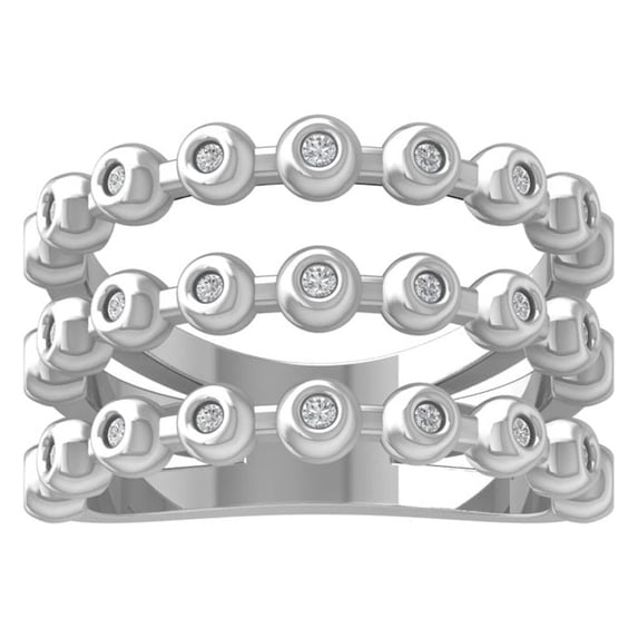 ARAIYA FINE JEWELRY 10K White Gold Round Lab Grown Diamond Three Row Wedding Band Ring (1/4 cttw, VS Clarity, D-E Color) Size 7