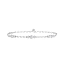 ARAIYA FINE JEWELRY 10K White Gold Round Lab Grown Diamond Three Stone Bracelets (1/5 cttw, D-F Color, VS1 Clarity) 7"